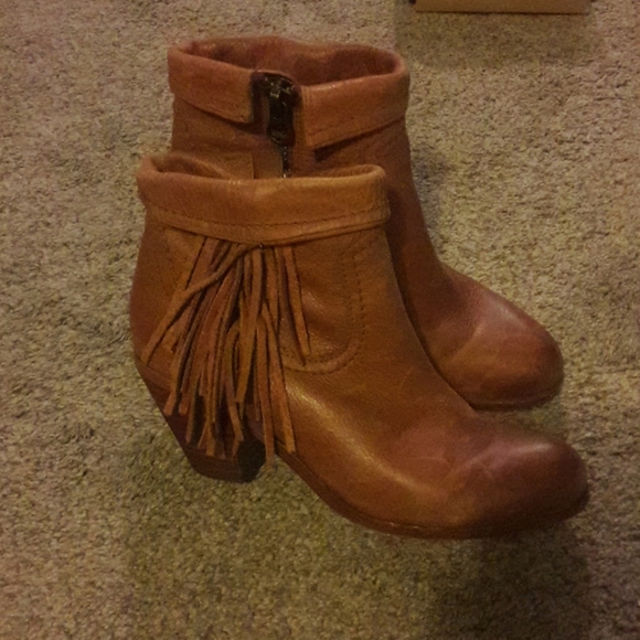 Sam Edelman Caramel Fringe Ankle Booties 6.5 - Picture 5 of 8
